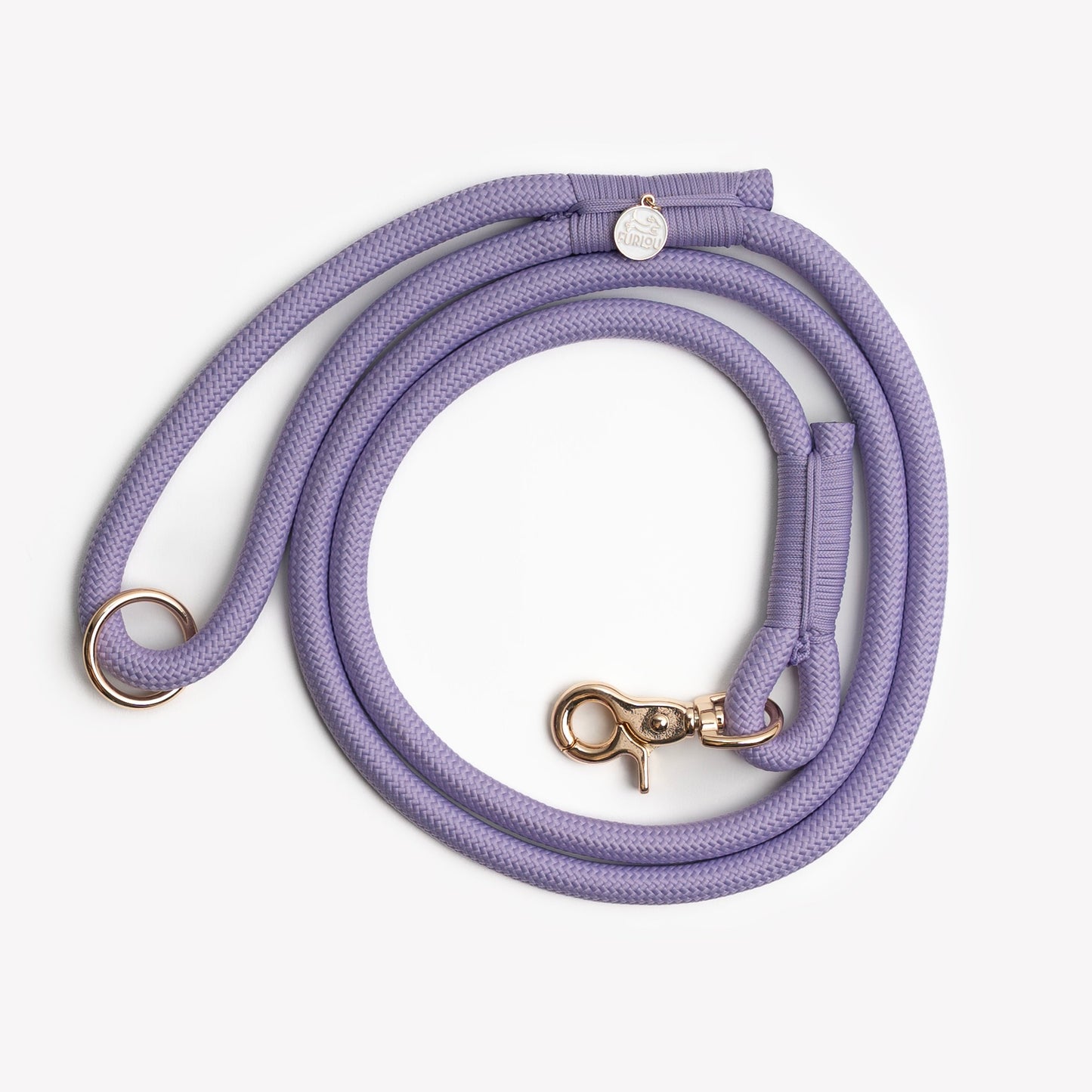 FURLOU lavender braided rope dog leash with gold clip