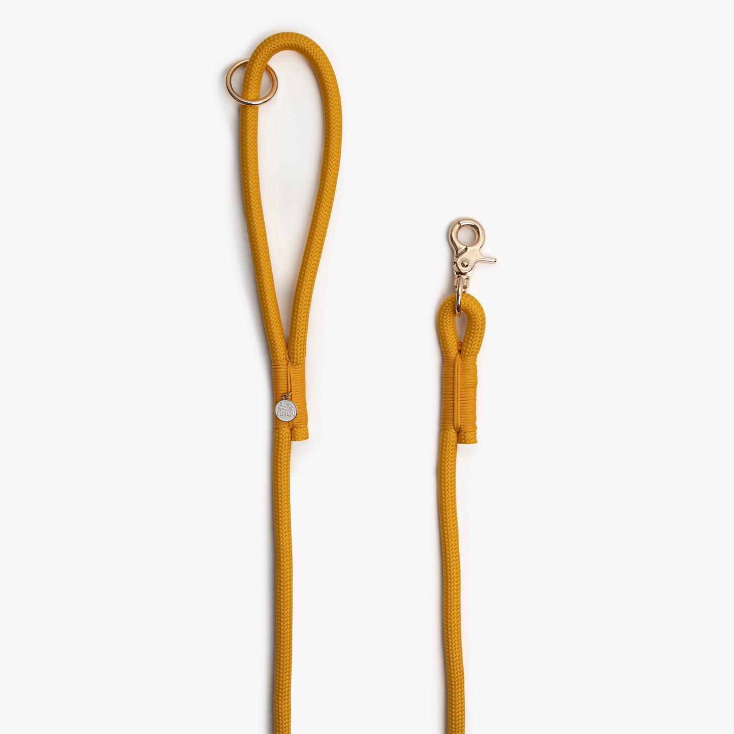 Close up of FURLOU dog leash O ring and handle grip