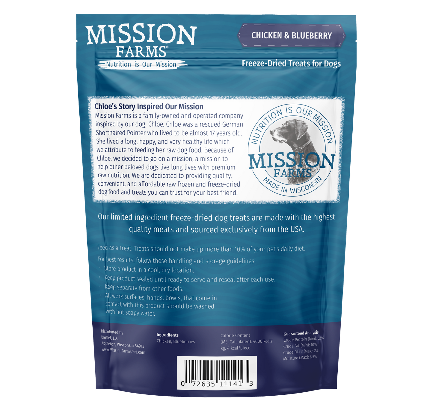 Mission Farms - Chicken & Blueberries 3oz Dog Treat