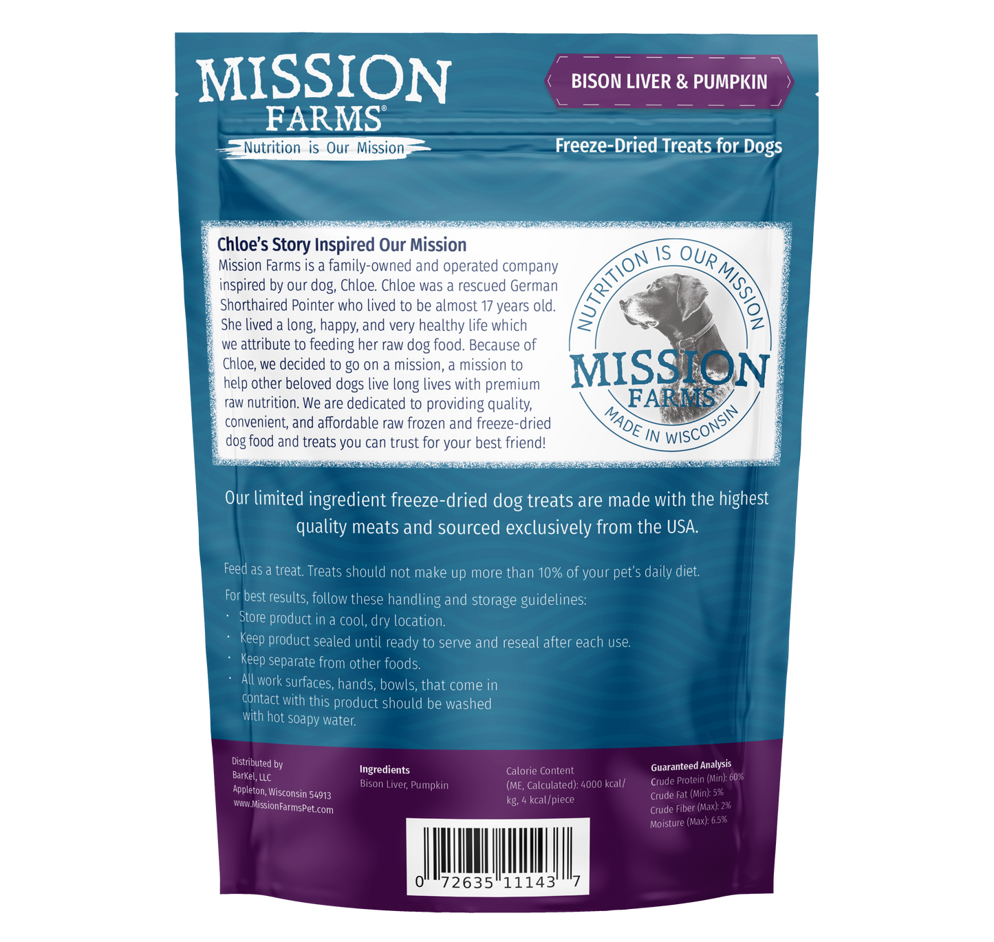 Mission Farms - Bison Liver & Pumpkin Treats 3oz Dog Treat