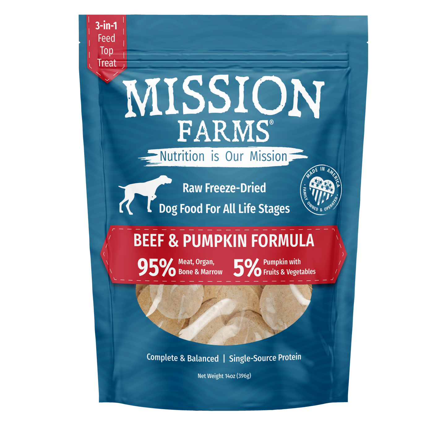 Mission Farms - Beef & Pumpkin 14oz Bag Dog Treat