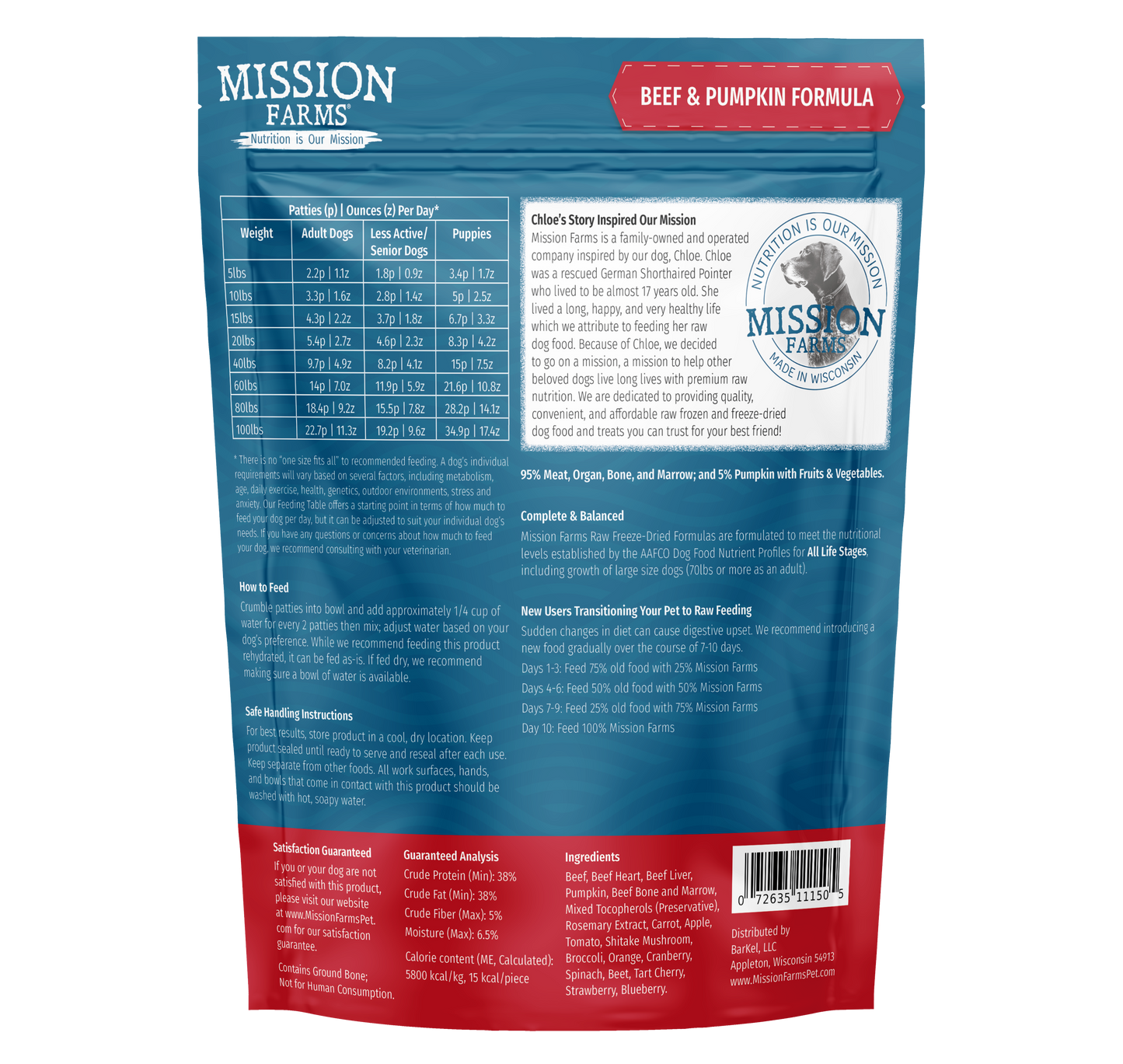 Mission Farms - Beef & Pumpkin 14oz Bag Dog Treat