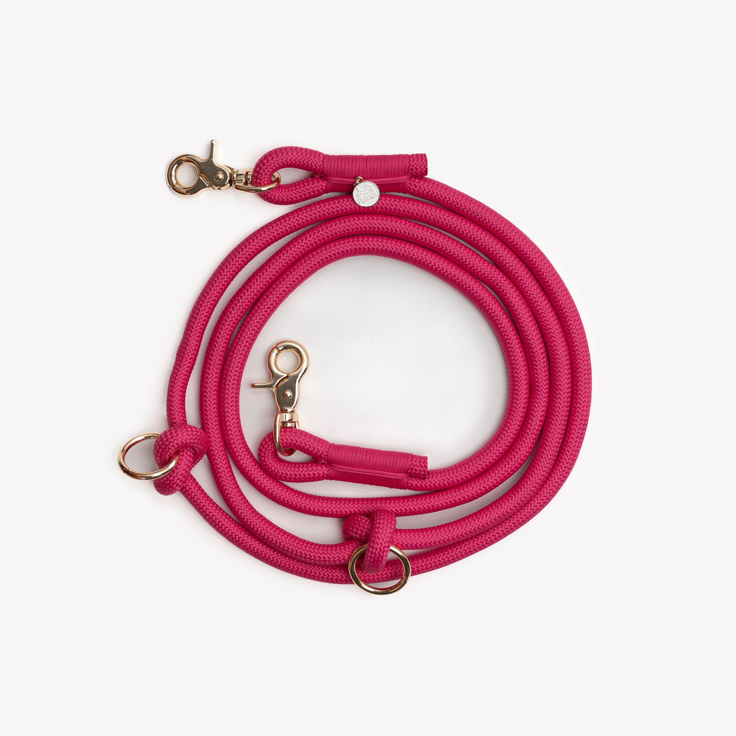hands free pink dog leash with gold hardware