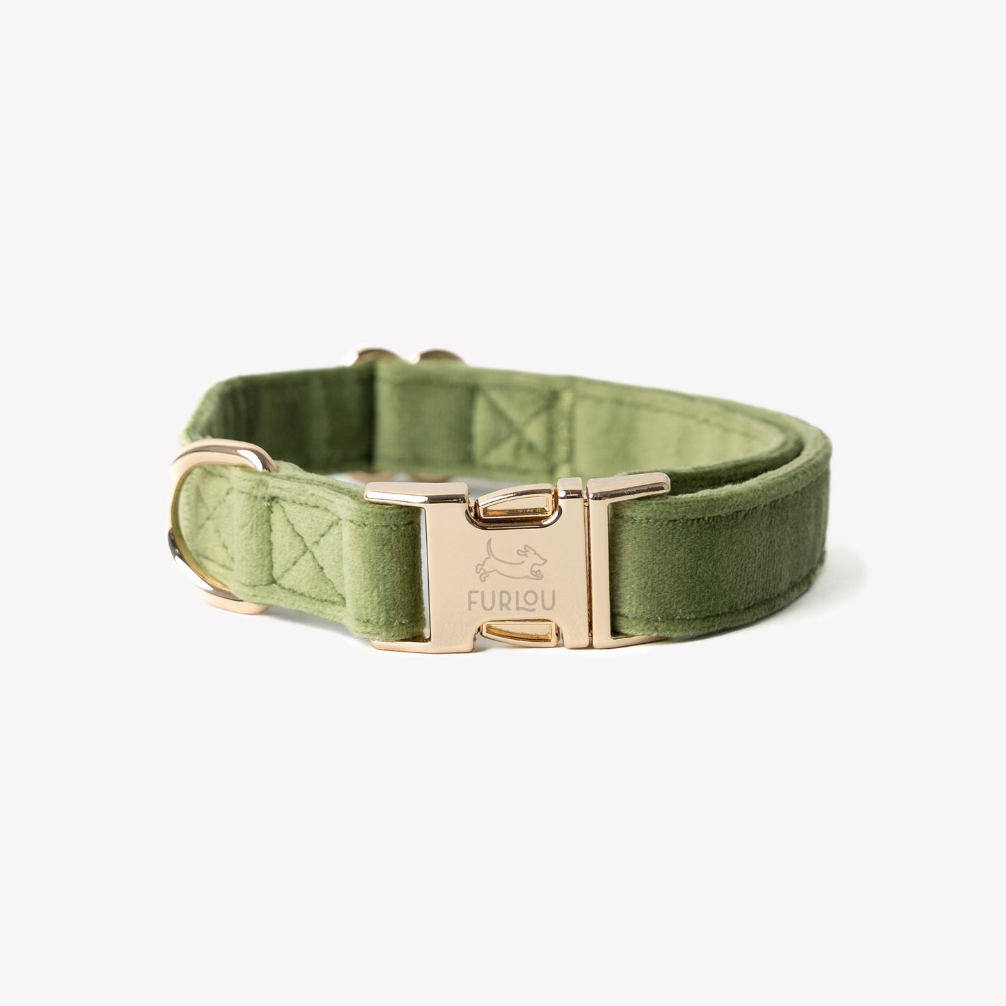 FURLOU green velvet dog collar with gold buckle