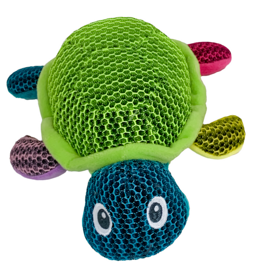 Multipet Coral Creatures Turtle Plush Dog Toy – Squeaky, Durable, and Soft for Gentle Chewers