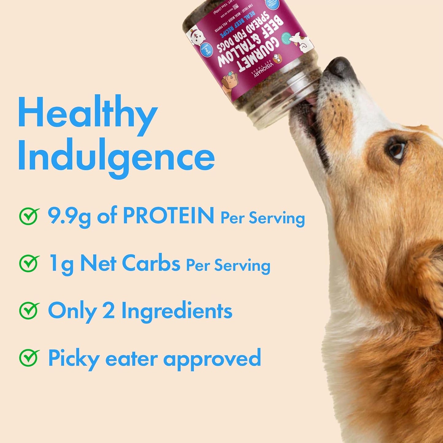 Visionary Pet Foods Beef and Beef Tallow Dog Meat Spread 12oz Jar
