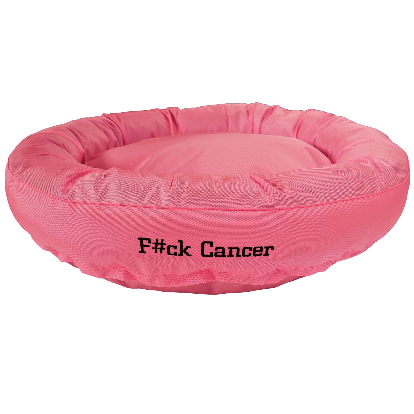 American Dog - Dog Bed Round Bolster Armor™ 'F#ck Cancer'