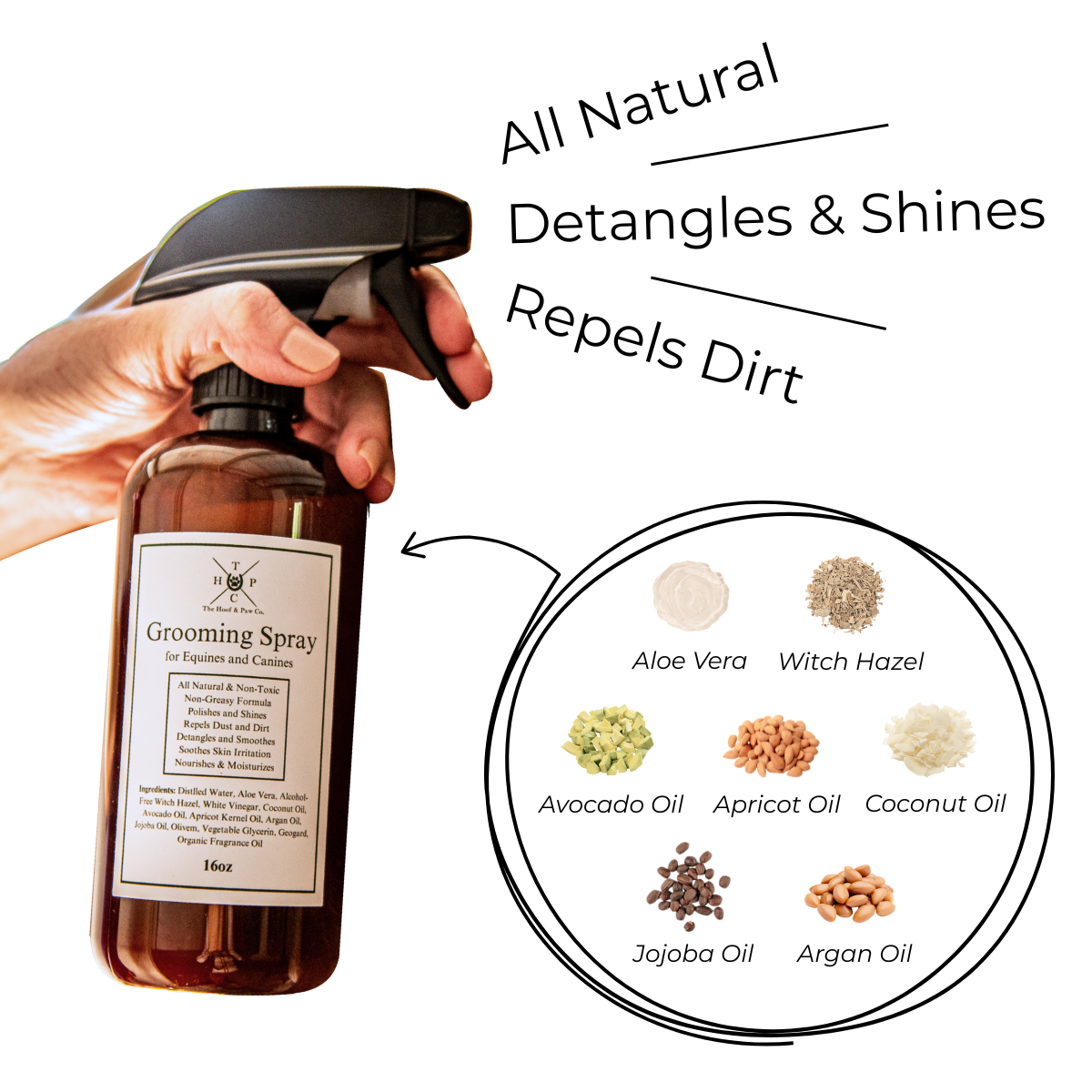 The Hoof & Paw Co. - All Natural Grooming Spray - for Dogs & Horses - 16oz