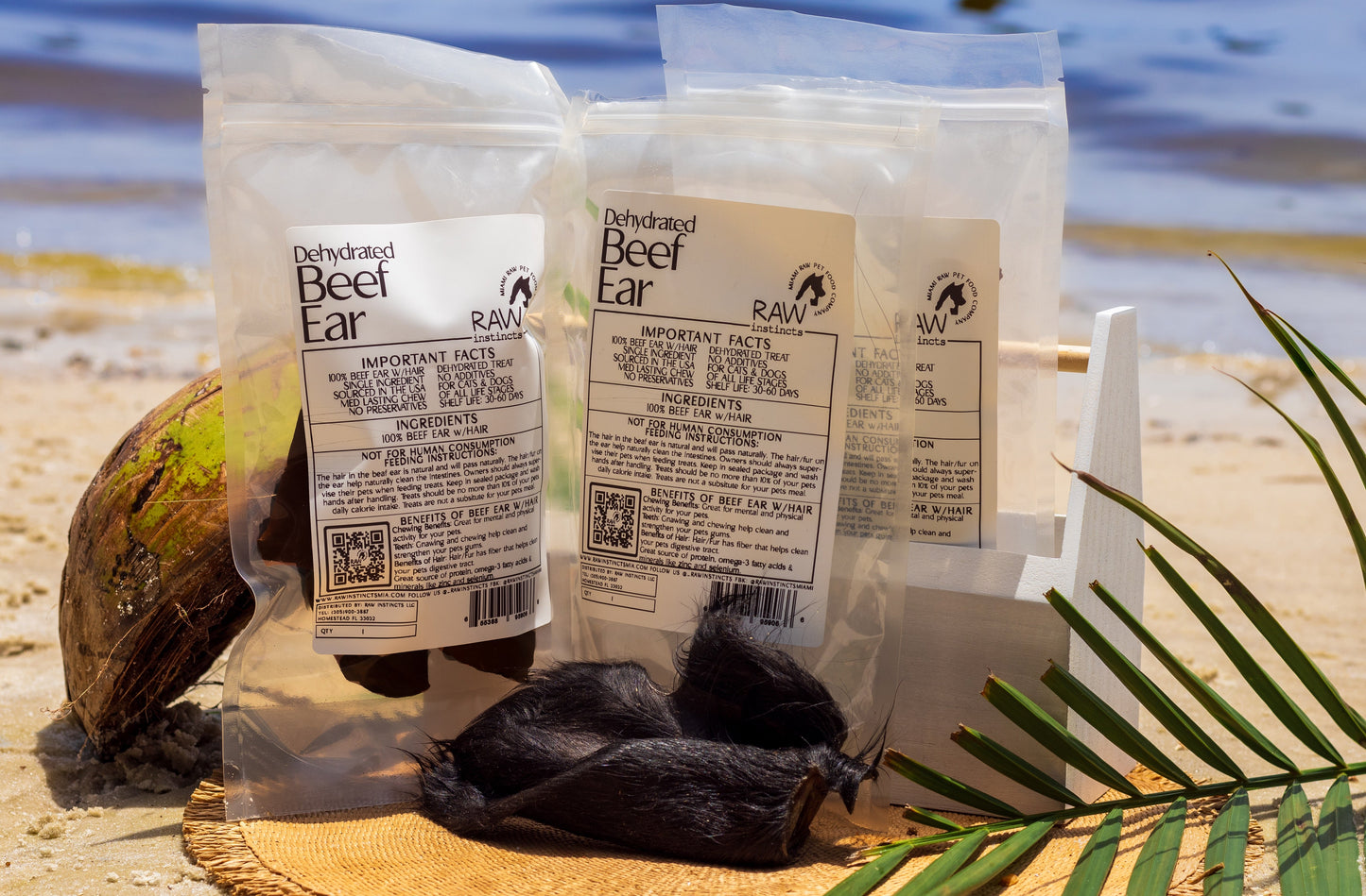 Raw Instincts - Dehydrated Beef Ear with Hair for Cats & Dogs — All-Natural