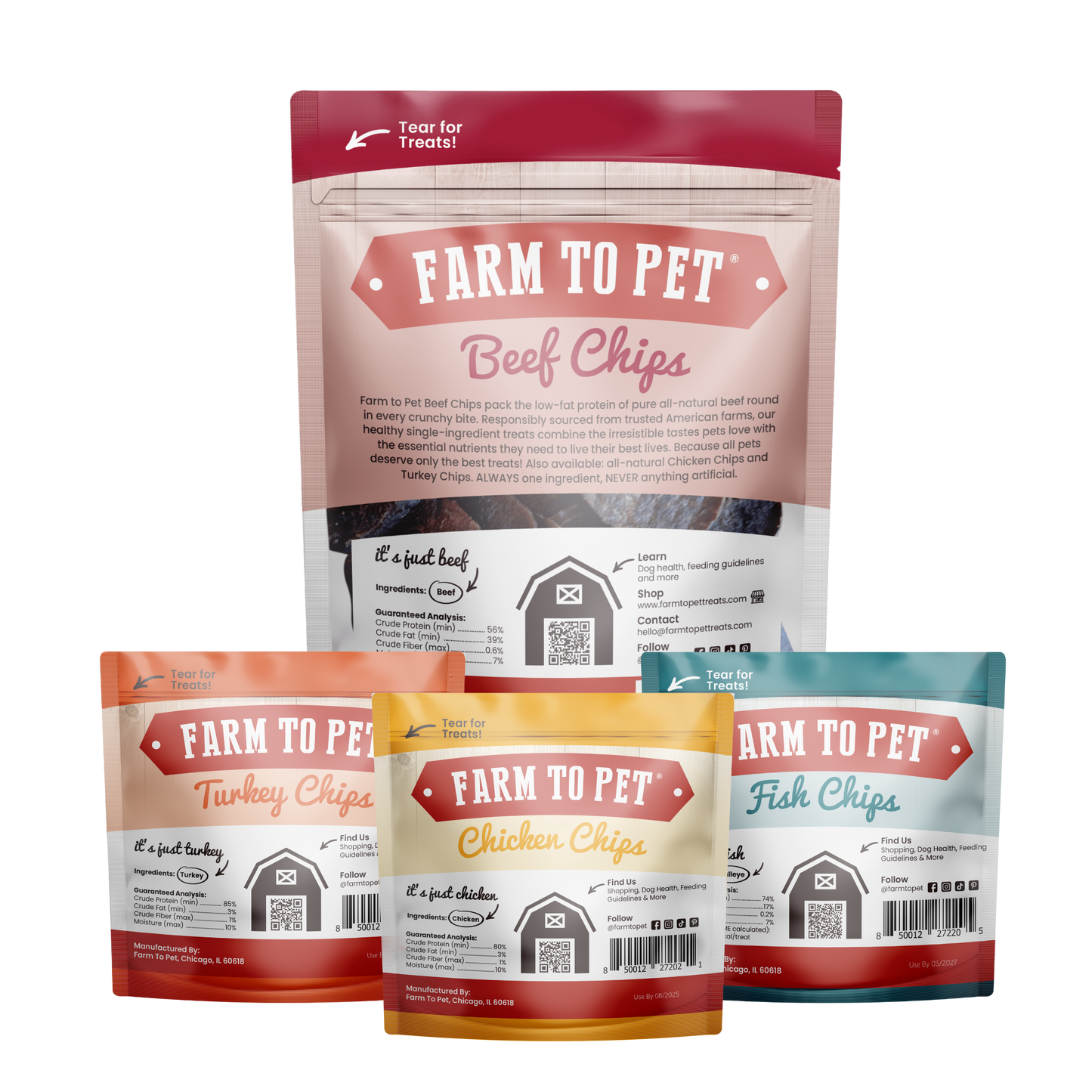 Farm To Pet - Puppy Packs 'n Snacks Dog Treat Starter Pack | Single-Ingredient Training Treats