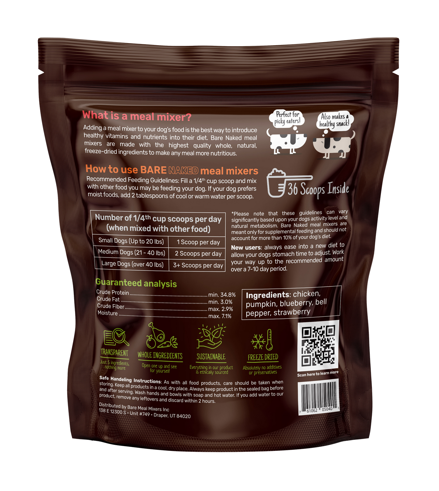 Bare Naked Chicken Mixer Dog Food Topper 12oz Ingredients and Nutritional Information