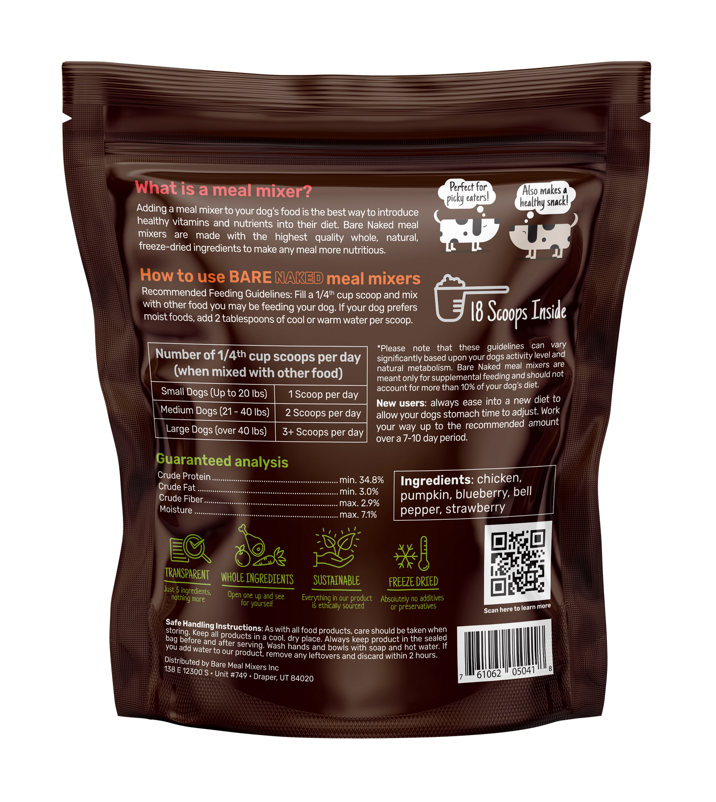 Bare Naked Chicken Mixer Dog Food Topper 6oz Ingredients and Feeding Guidelines