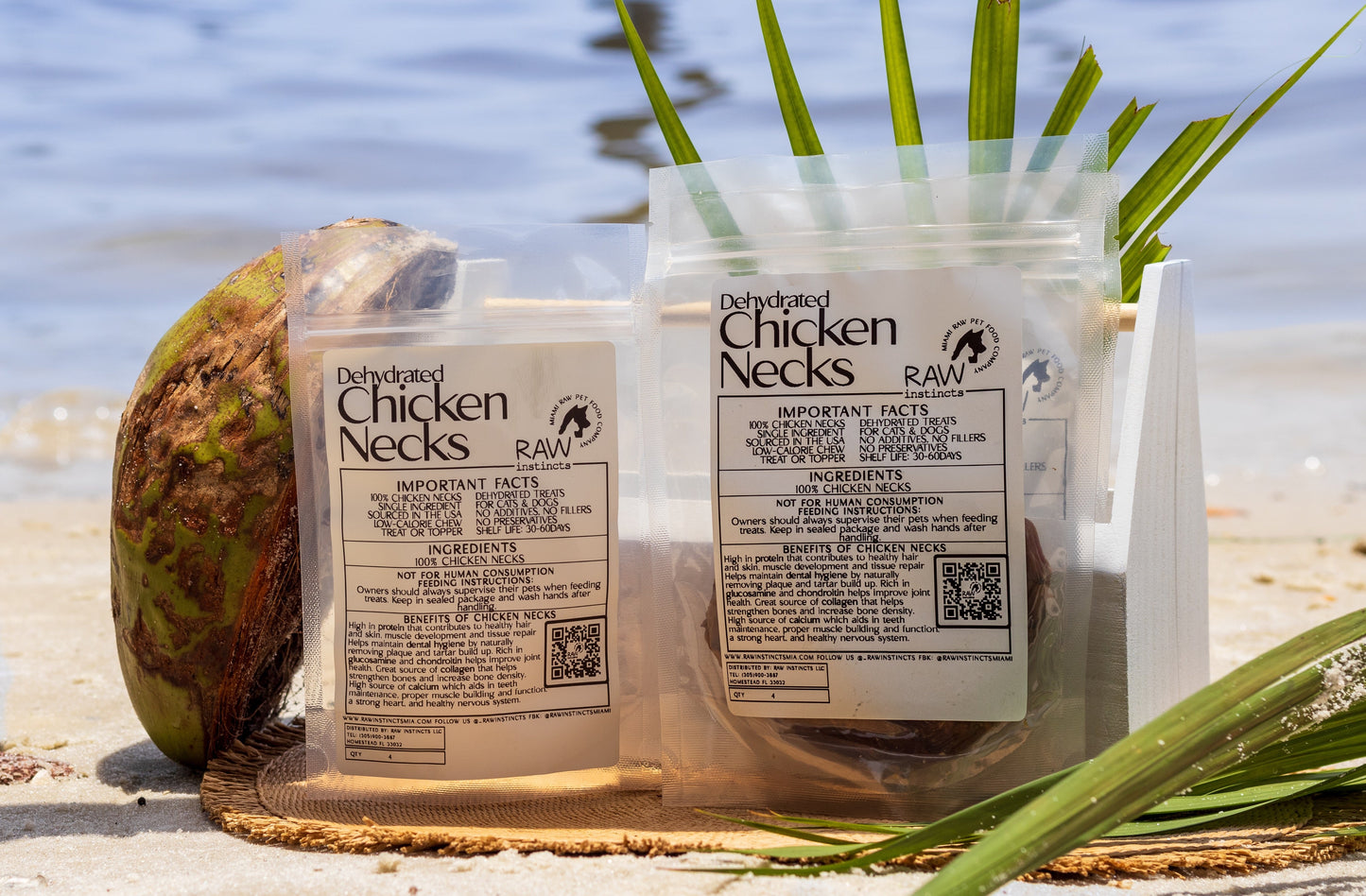 Raw Instincts - Dehydrated Chicken Necks for Cats & Dogs — 100% USA Sourced  4 Count