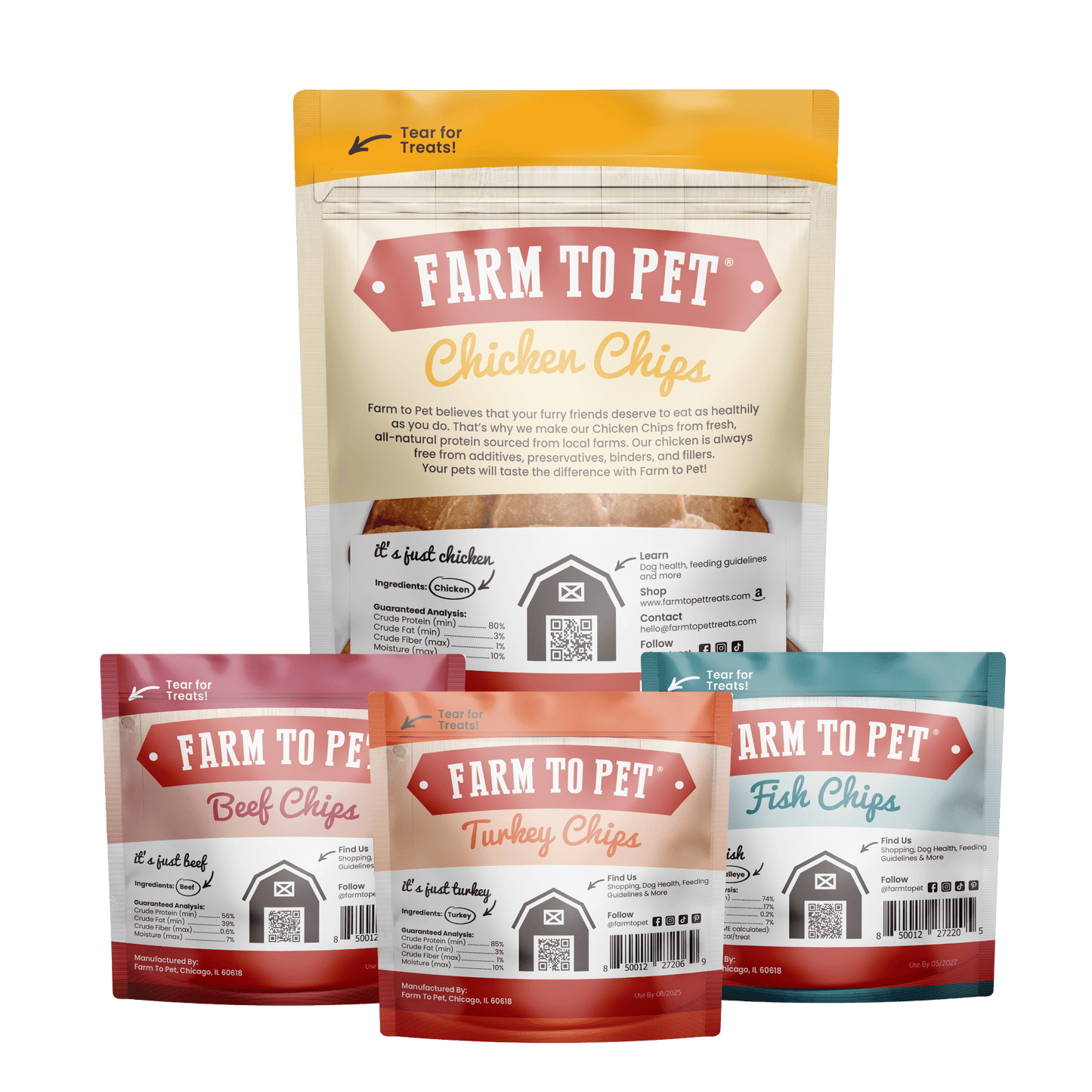 Farm To Pet - Puppy Packs 'n Snacks Dog Treat Starter Pack | Single-Ingredient Training Treats