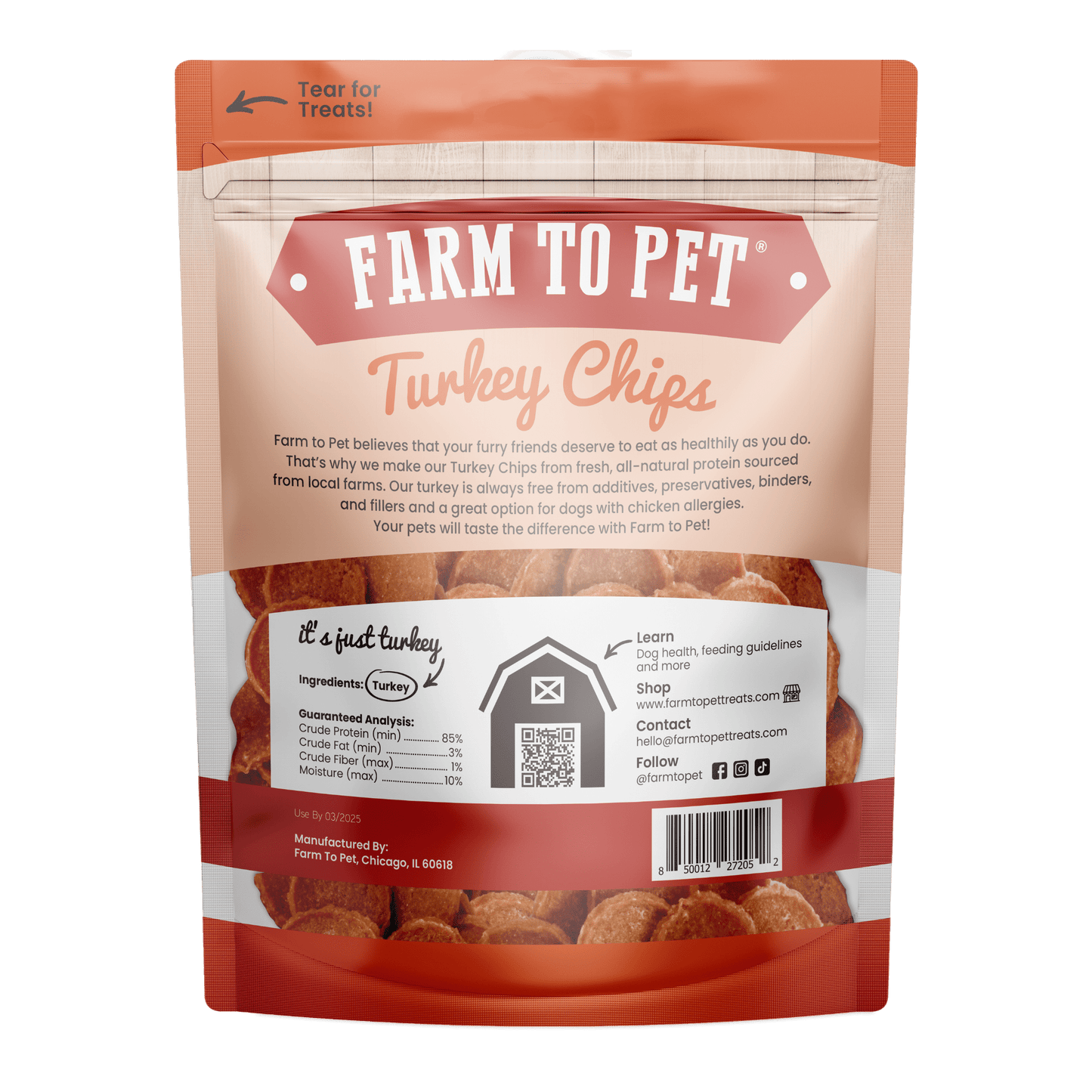 Farm To Pet - Turkey Chips for Dogs | All-Natural Single-Ingredient Healthy Dog Treats