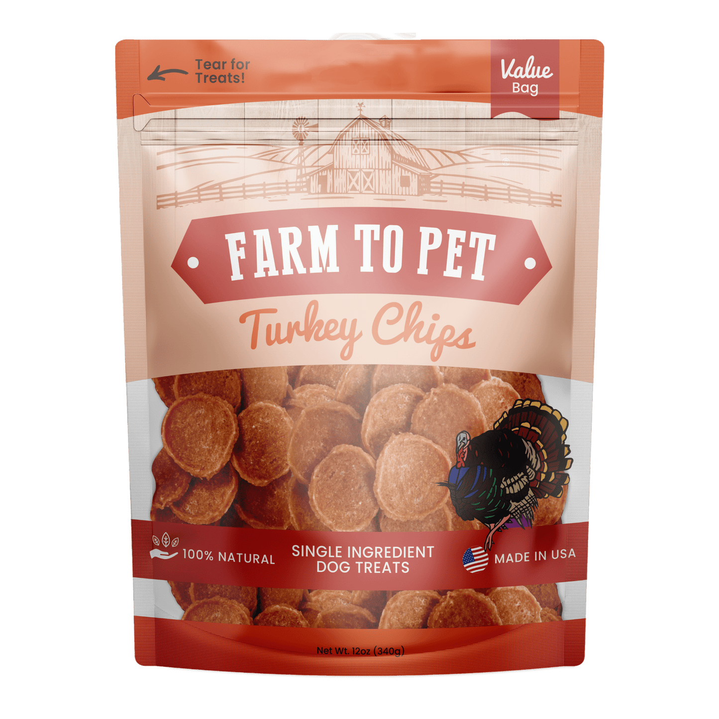Farm To Pet - Turkey Chips for Dogs | All-Natural Single-Ingredient Healthy Dog Treats