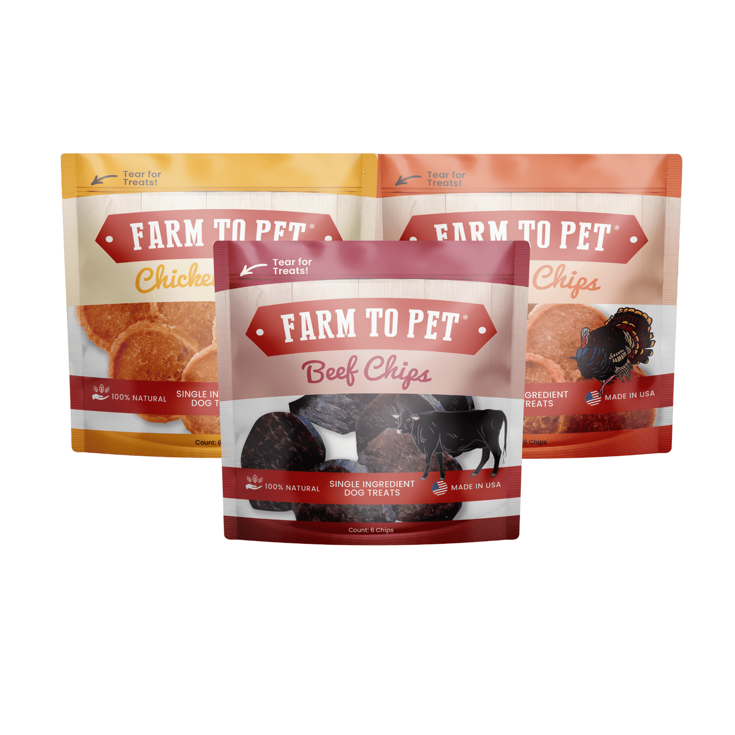 Farm To Pet - Chicken, Turkey, & Beef Snack Pack Trio