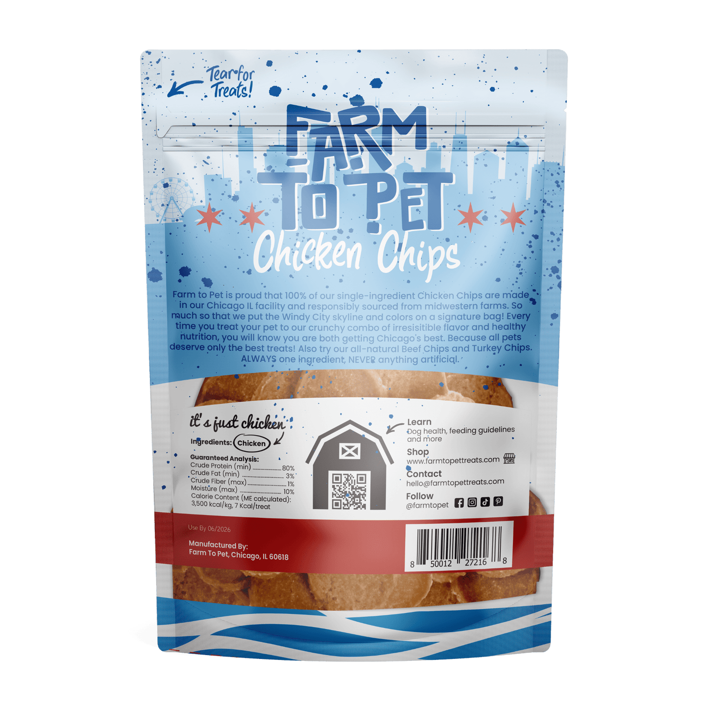 Farm To Pet - Chicago Chicken Chips for Dogs | Dog Treats To Celebrate Our Hometown