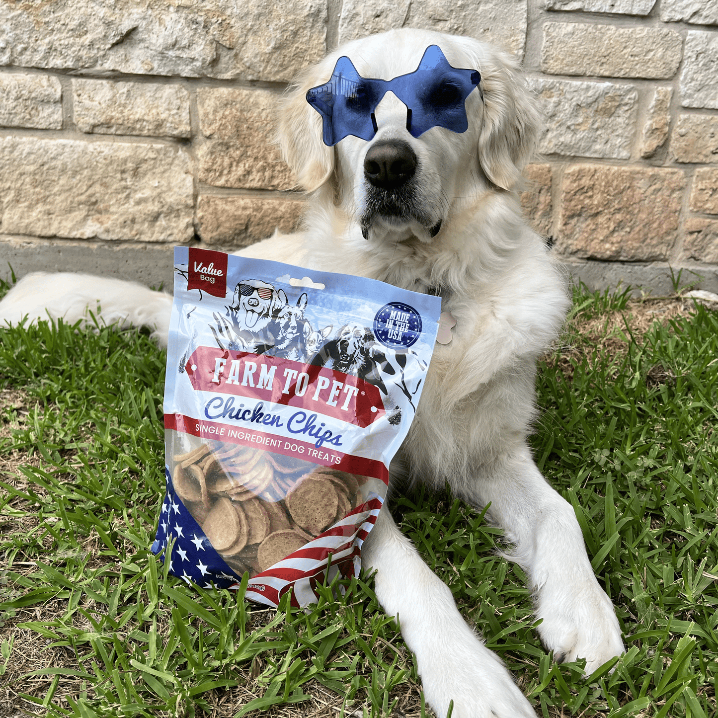 Farm To Pet - Americana Chicken Chips for Dogs | Celebrate with USA-made Dog Treats
