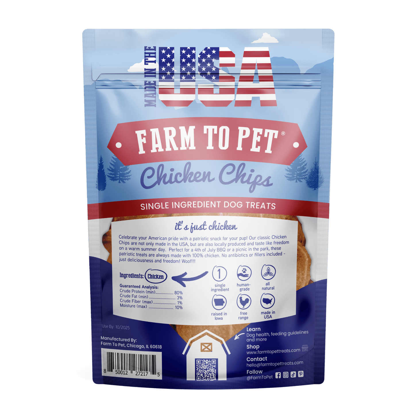 Farm To Pet - Americana Chicken Chips for Dogs | Celebrate with USA-made Dog Treats