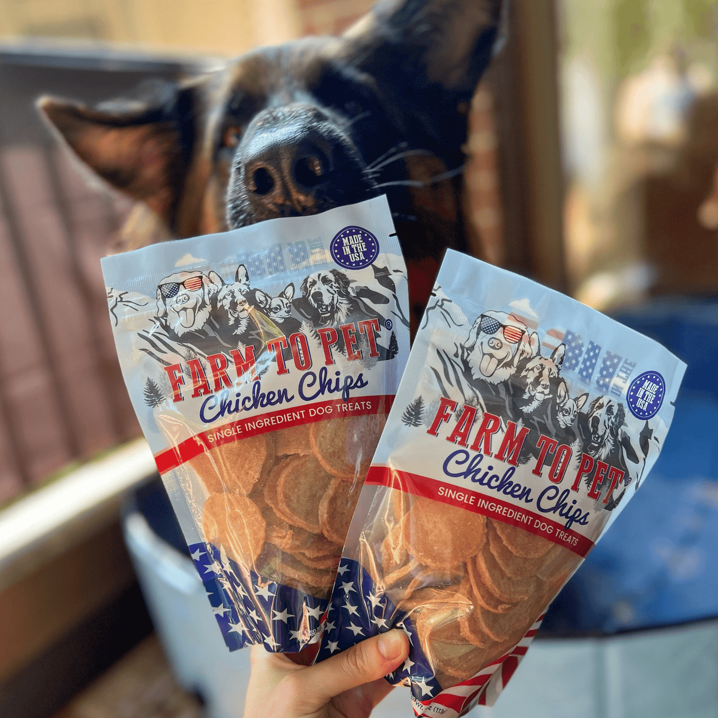 Farm To Pet - Americana Chicken Chips for Dogs | Celebrate with USA-made Dog Treats