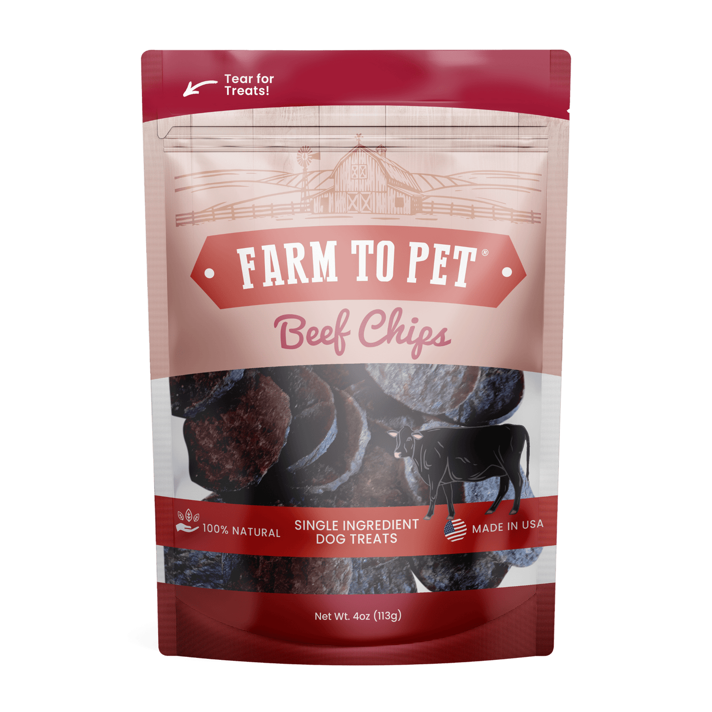 Farm To Pet - Beef Chips Dog Treats | Single-Ingredient Healthy Treats for Dogs