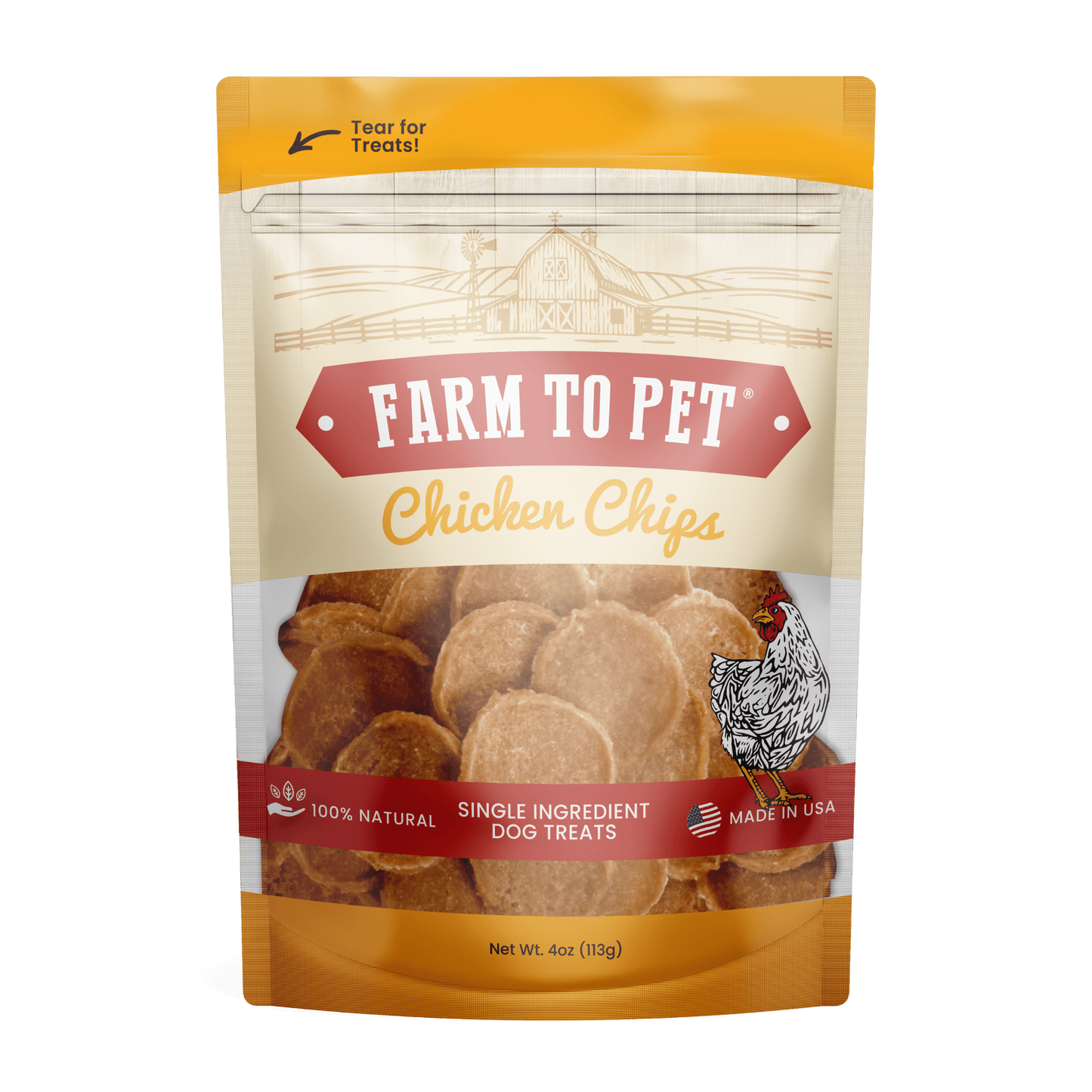 Farm To Pet - Chicken Chips for Dogs | All-Natural Single-Ingredient Dog Treats