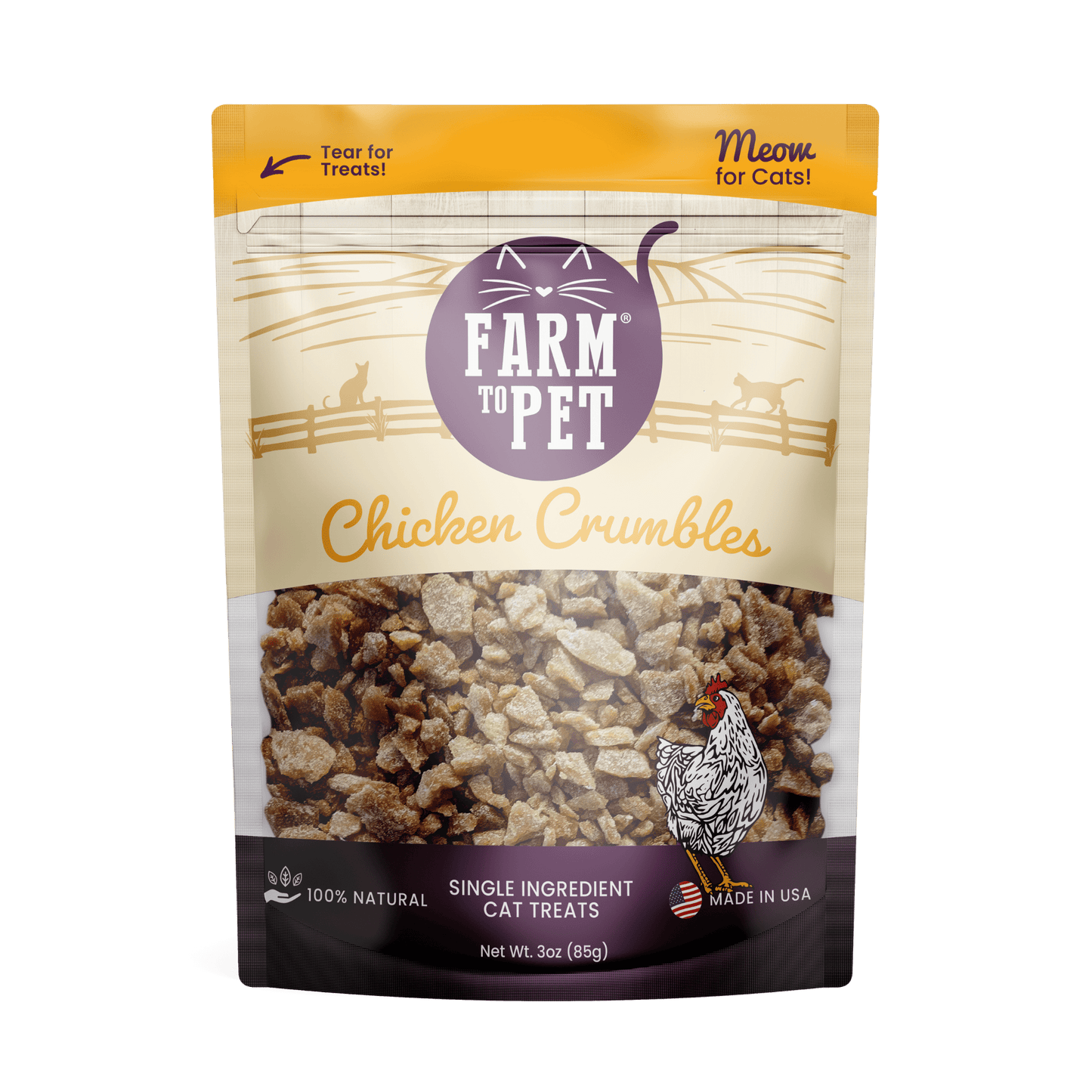 Farm To Pet - Chicken Crumbles for Cats | 100% Protein Cat Treats