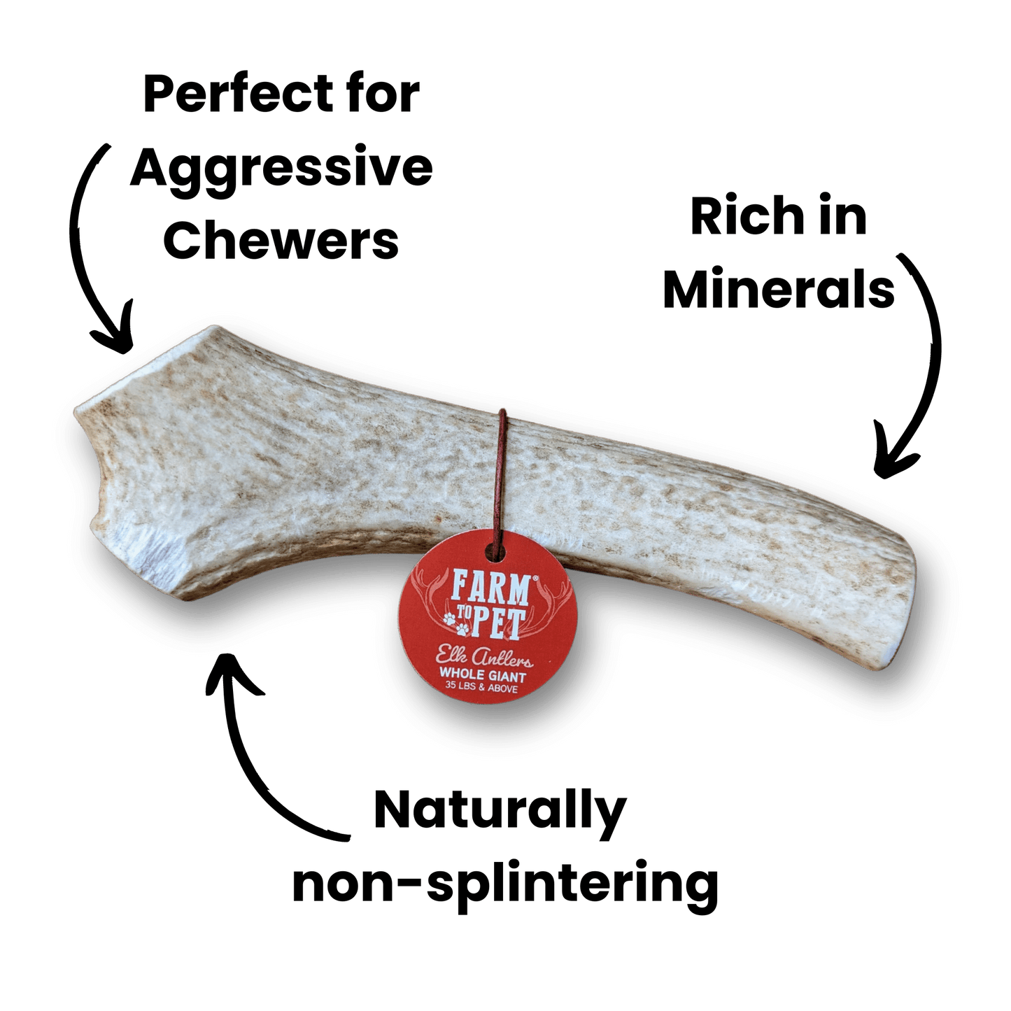 Farm To Pet - Whole Elk Antlers for Dogs | All-Natural Antler Dog Chews