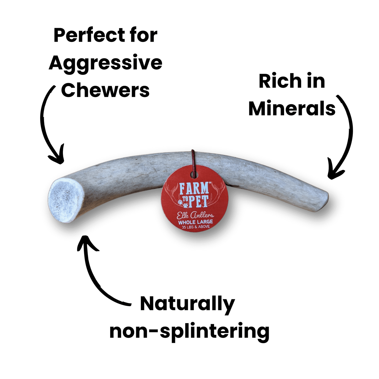 Farm To Pet - Whole Elk Antlers for Dogs | All-Natural Antler Dog Chews