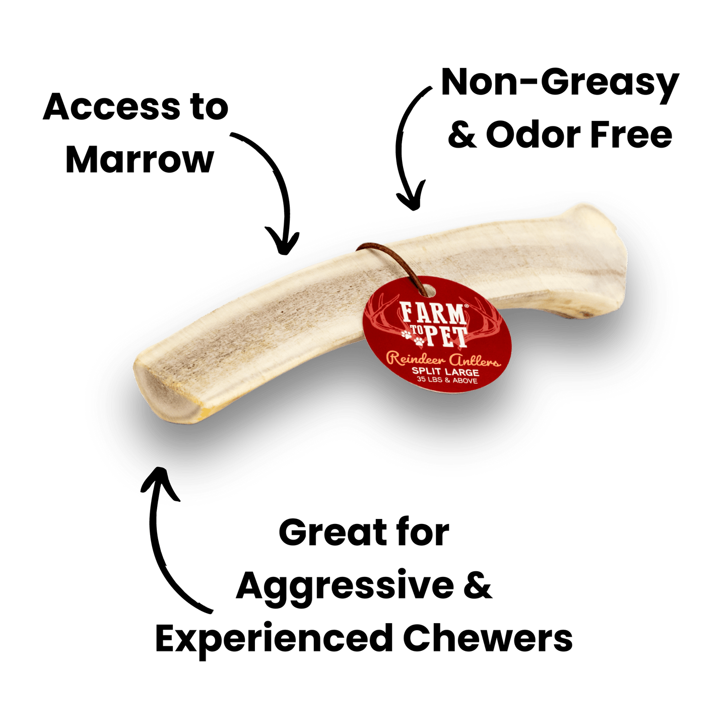 Farm To Pet - Reindeer Antlers for Dogs | Antler Dog Chews for Aggressive Chewers