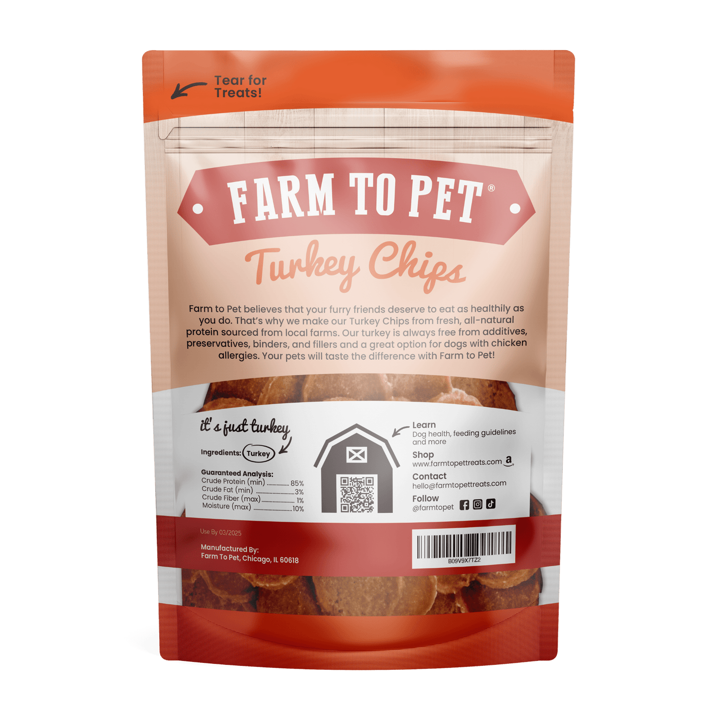Farm To Pet - Turkey Chips for Dogs | All-Natural Single-Ingredient Healthy Dog Treats