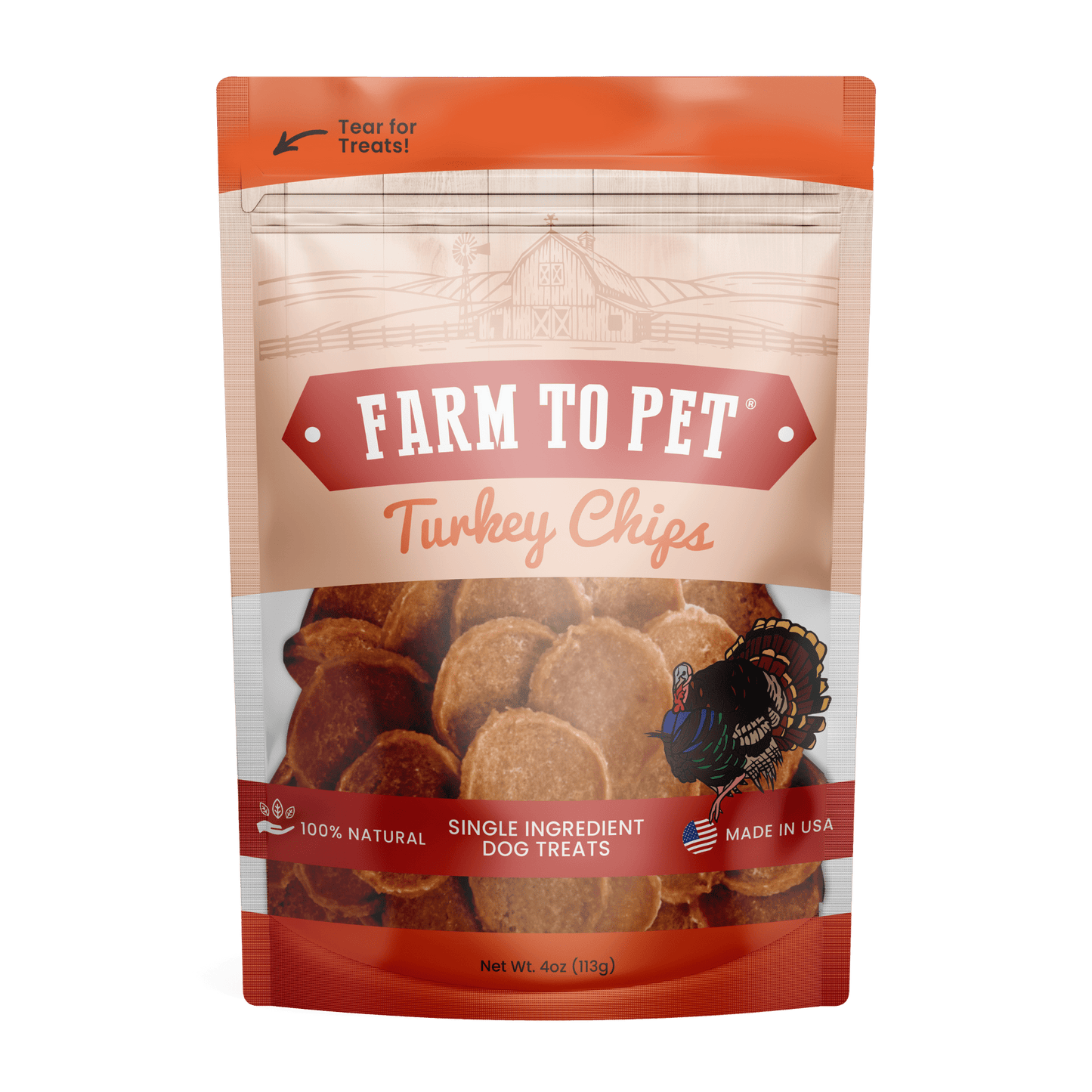 Farm To Pet - Turkey Chips for Dogs | All-Natural Single-Ingredient Healthy Dog Treats