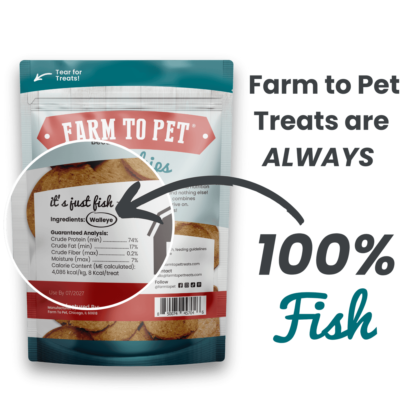 Farm To Pet - Fish Chips for Dogs | Wild-Caught Fish Dog Treats