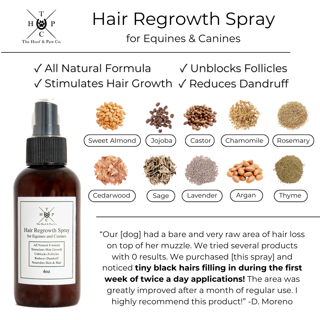The Hoof & Paw Co. - All Natural Hair Regrowth Spray - for Dogs & Horses (4oz or 8oz)