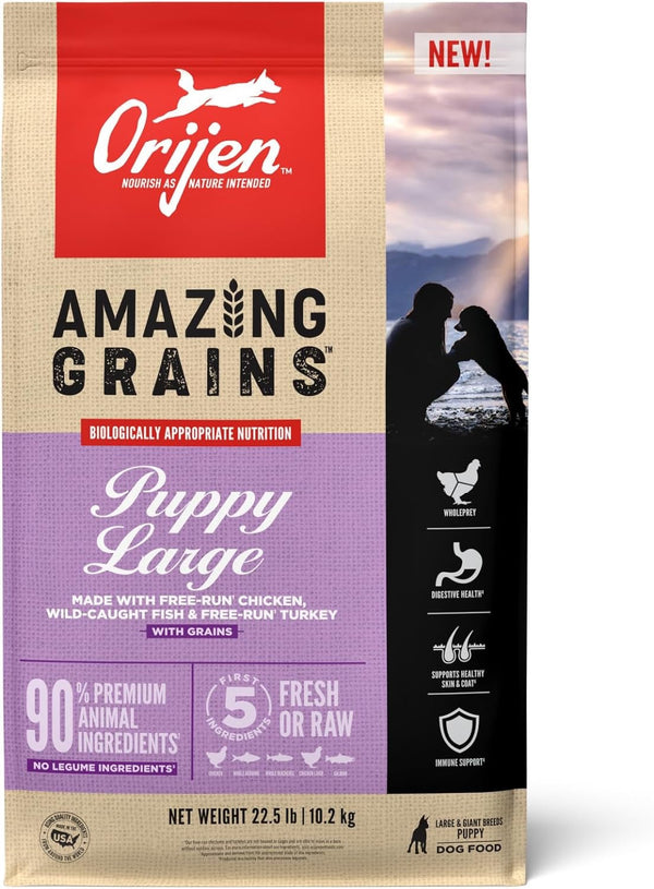 Orijen Amazing Grains Puppy Large Breed Dry Dog Food (22.5lb)