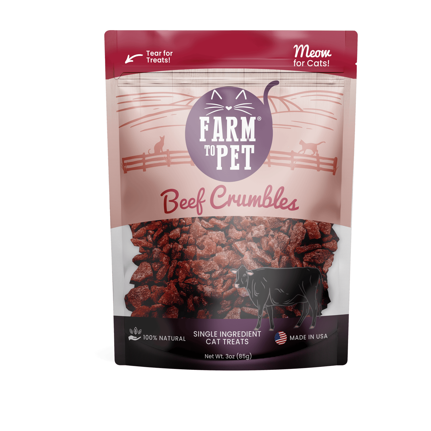 Farm To Pet - Beef Crumbles for Cats | 100% Protein Cat Treats