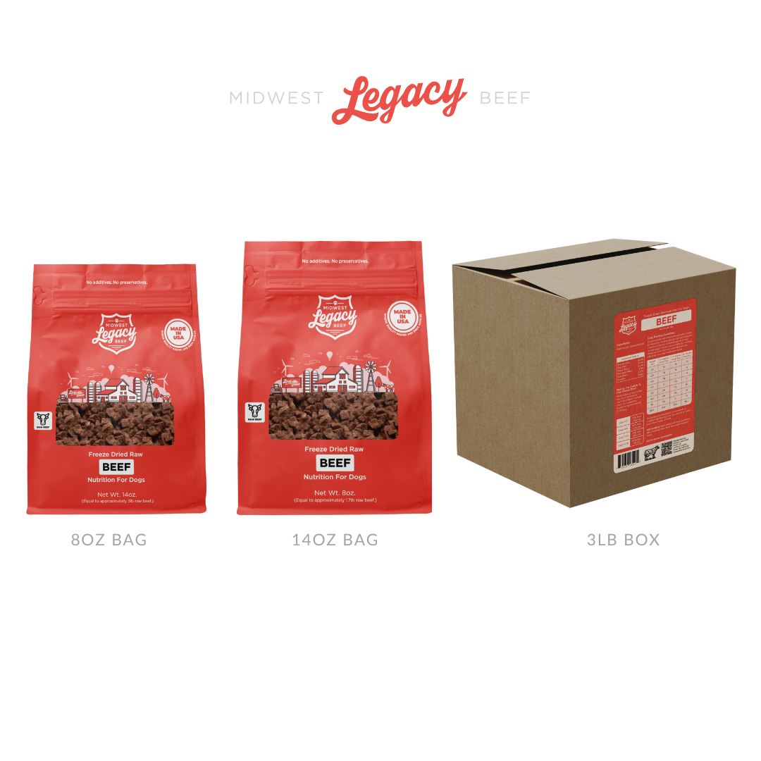Midwest Legacy Beef - Freeze Dry - Raw Beef sizes