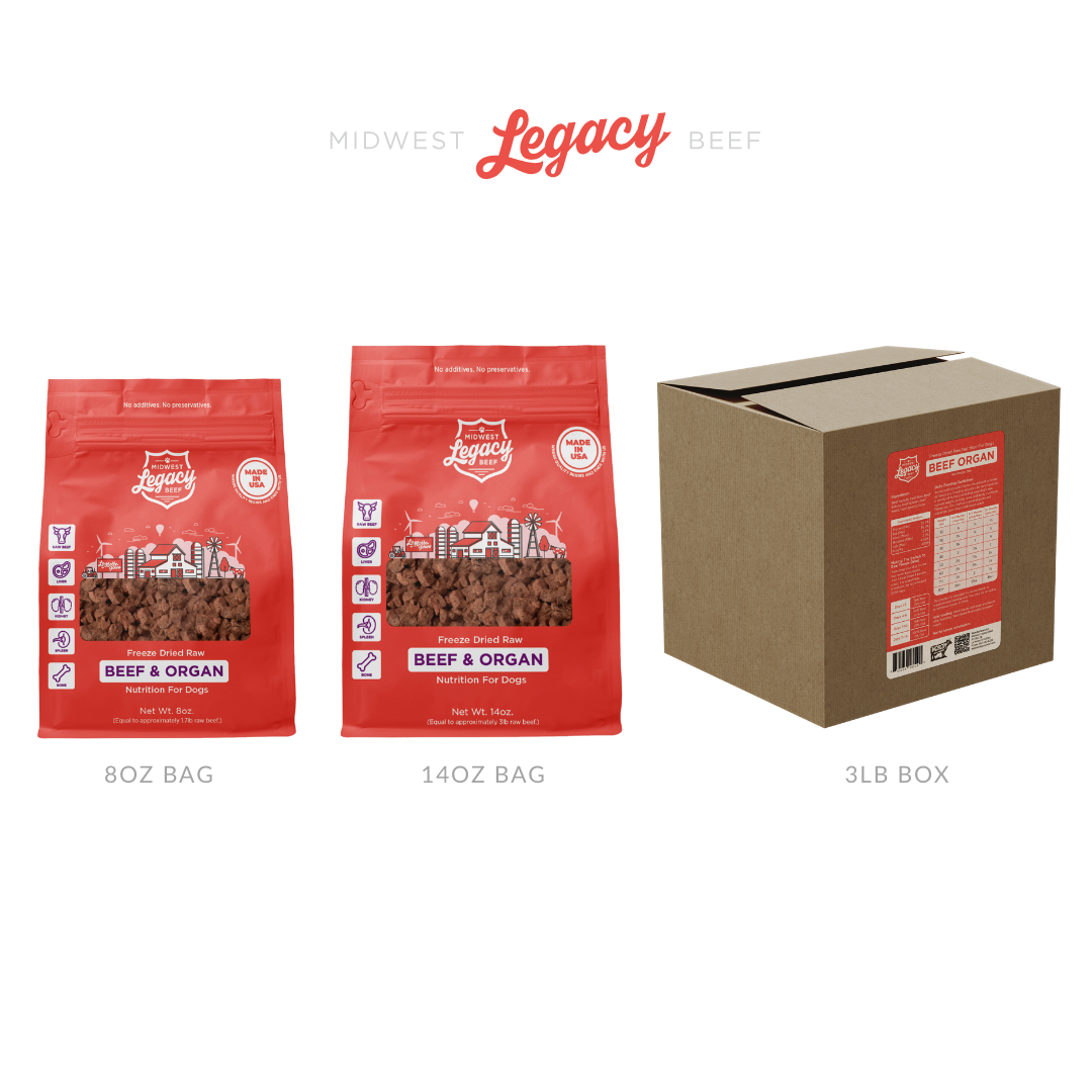 Midwest Legacy Beef - Freeze Dry - Legacy Beef 80.10.10 with ORGAN sizes
