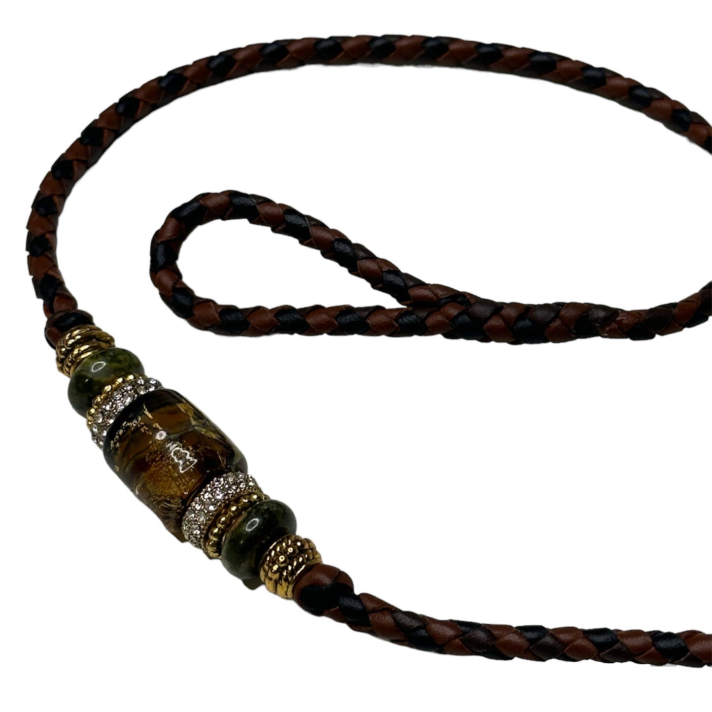 Moonstone Kangaroo Leather Dog Show Lead – 40" Conformation Lead with Gemstone Accent