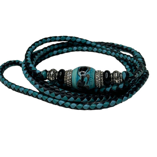 Royal Blue Kangaroo Leather Conformation Dog Show Lead