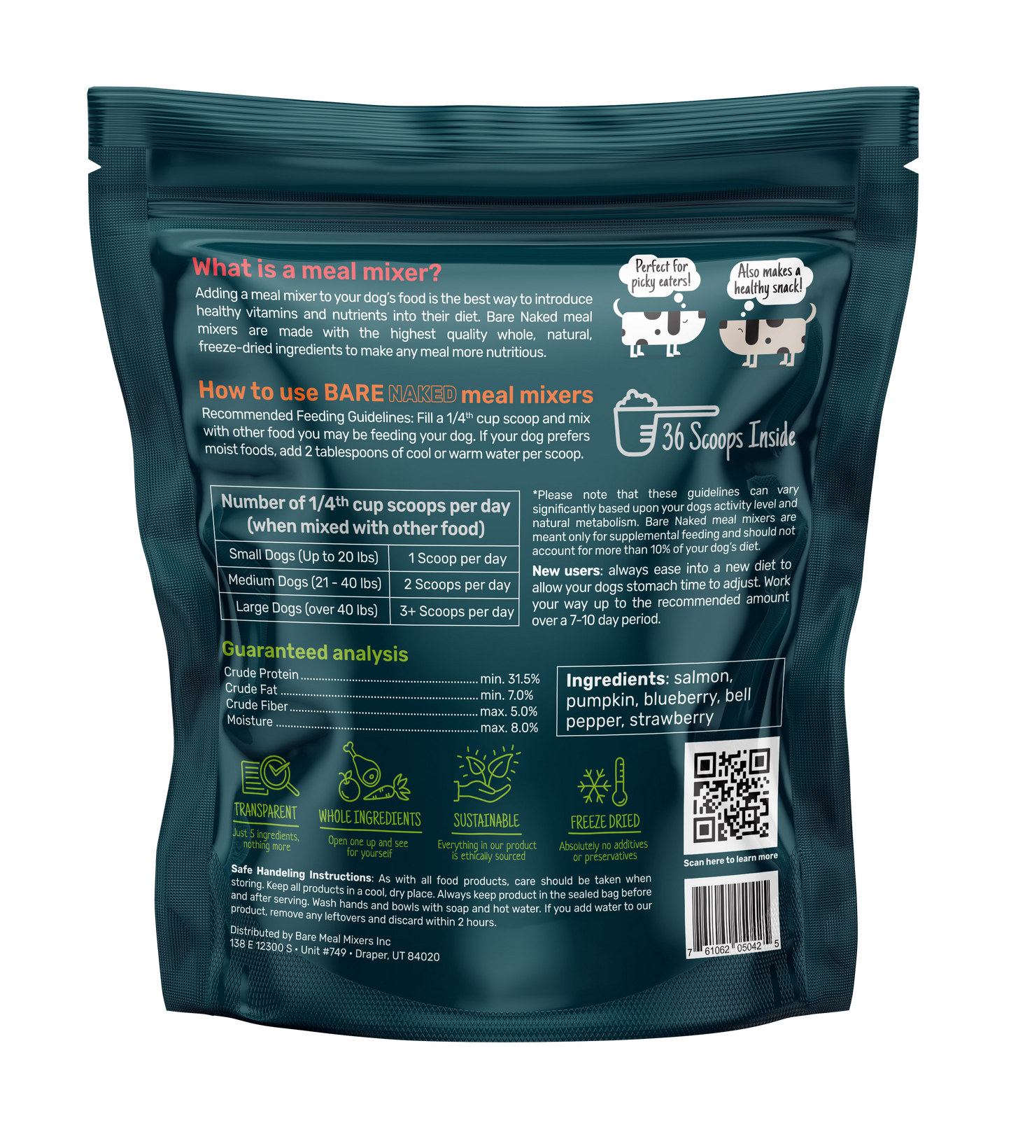 Bare Naked Salmon Mixer Dog Food Topper 12oz Ingredients and Nutritional Info