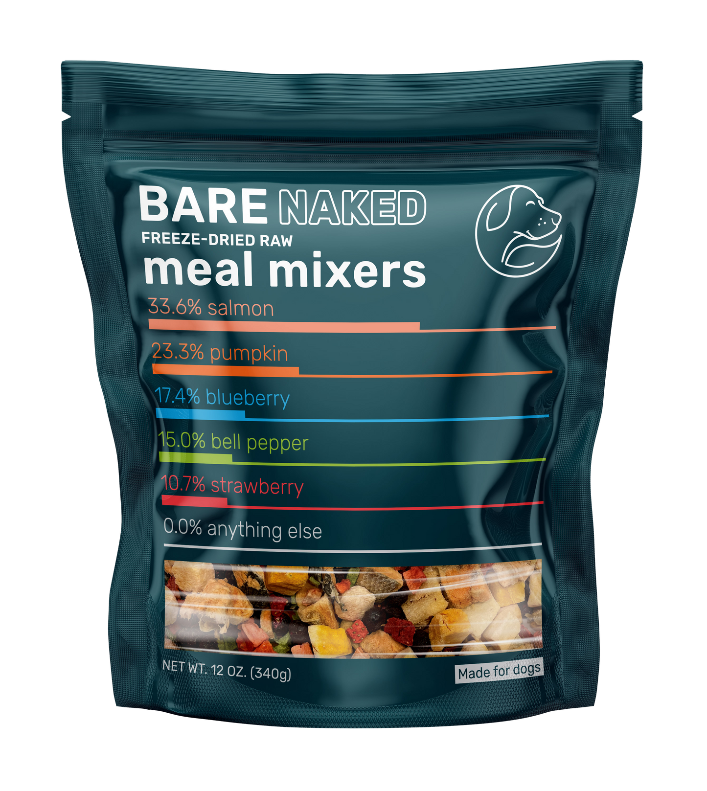 Bare Naked Salmon Mixer Dog Food Topper 12oz Front Packaging