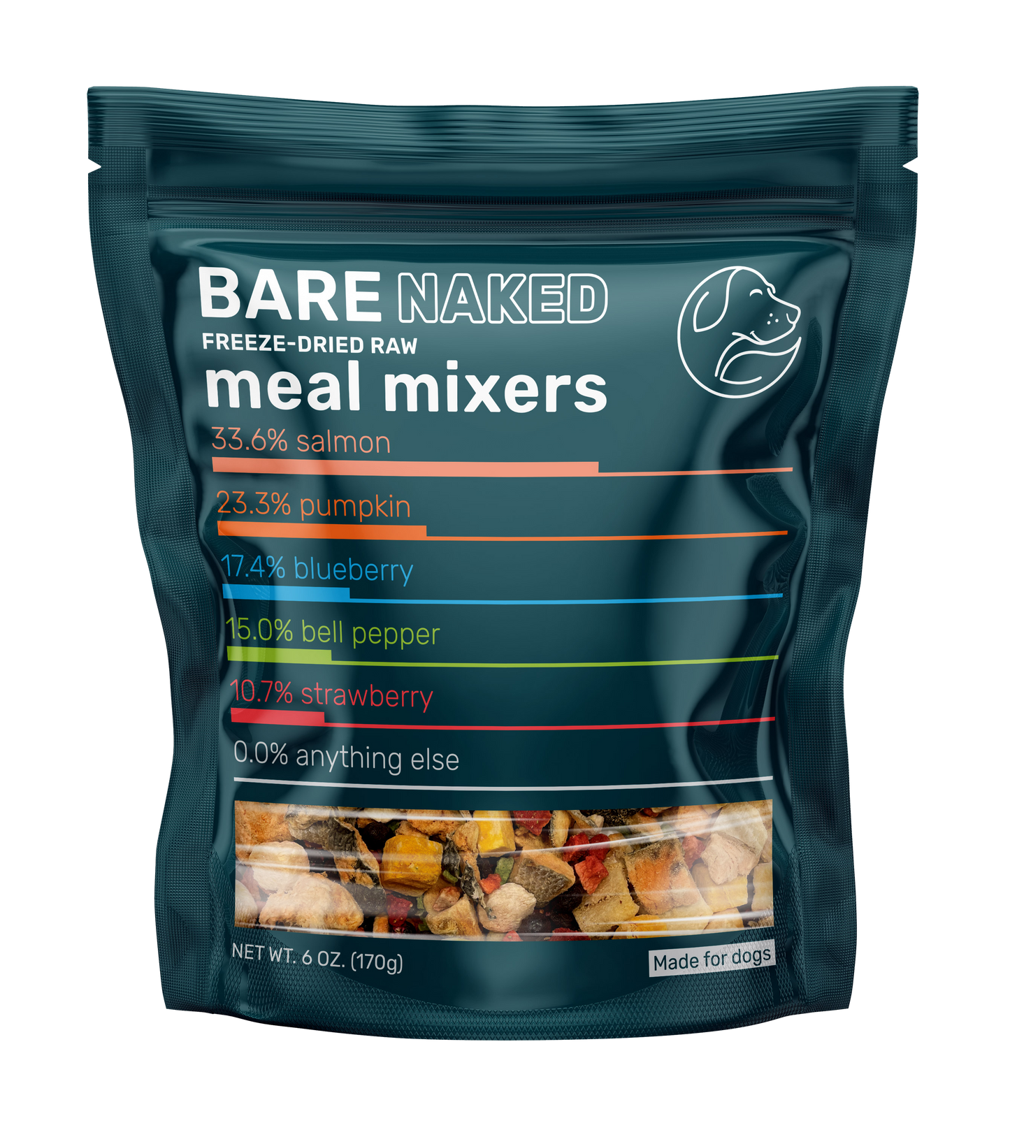 Bare Naked Salmon Mixer Dog Food Topper 6oz Front of Package