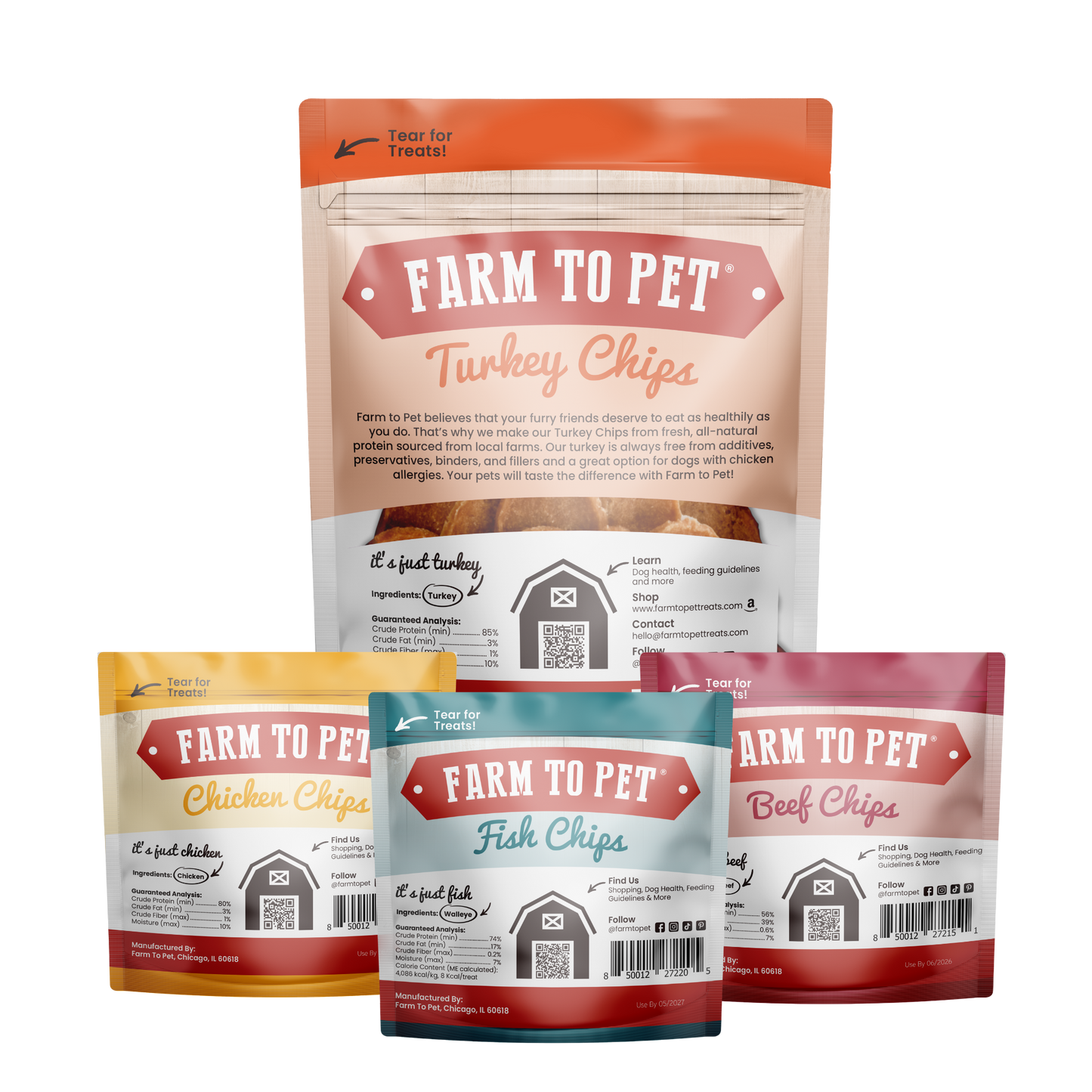 Farm To Pet - Puppy Packs 'n Snacks Dog Treat Starter Pack | Single-Ingredient Training Treats