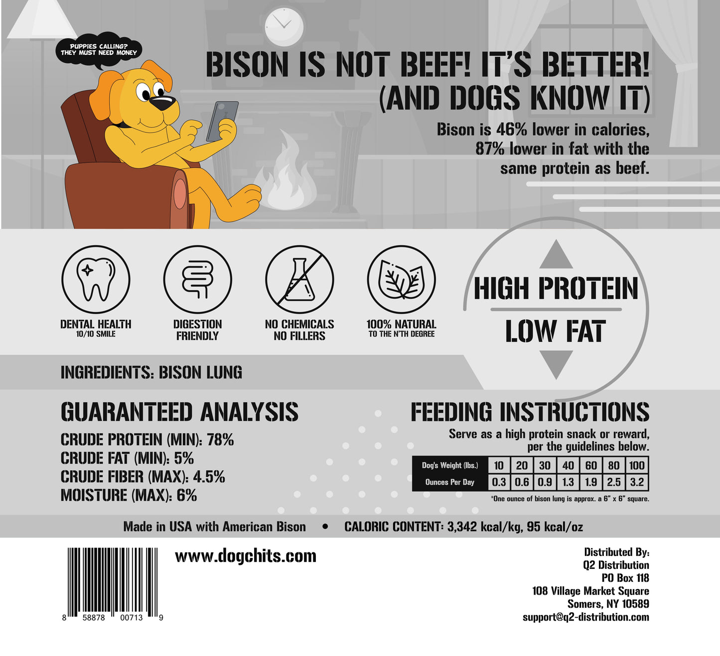 Bison Lung Fillet Treats for Dogs - 10 oz