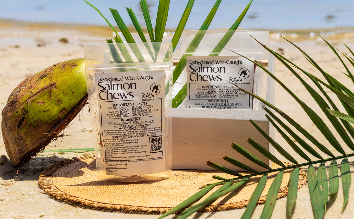 Raw Instincts - Wild-Caught Salmon Chews – 2oz Omega-Rich Treat for Cats & Dogs