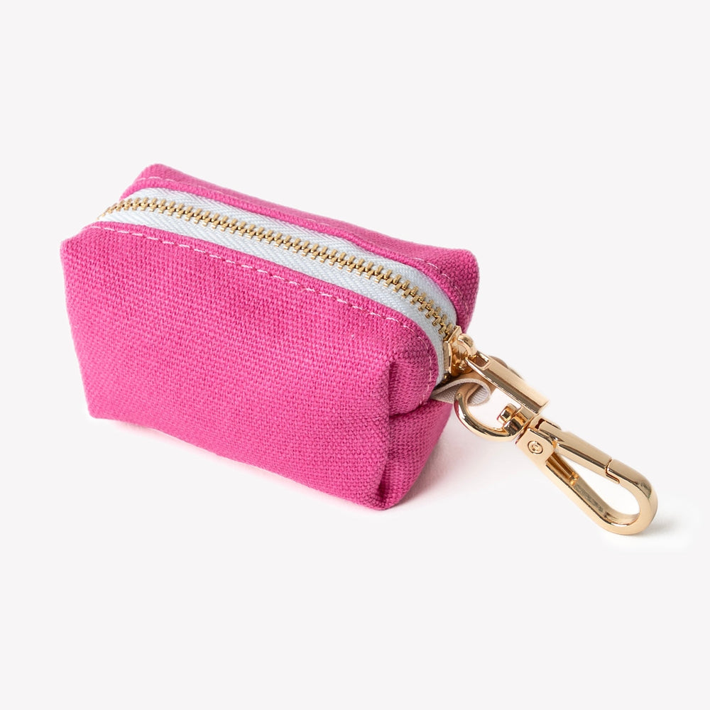 dog leash poop bag pouch in magenta

