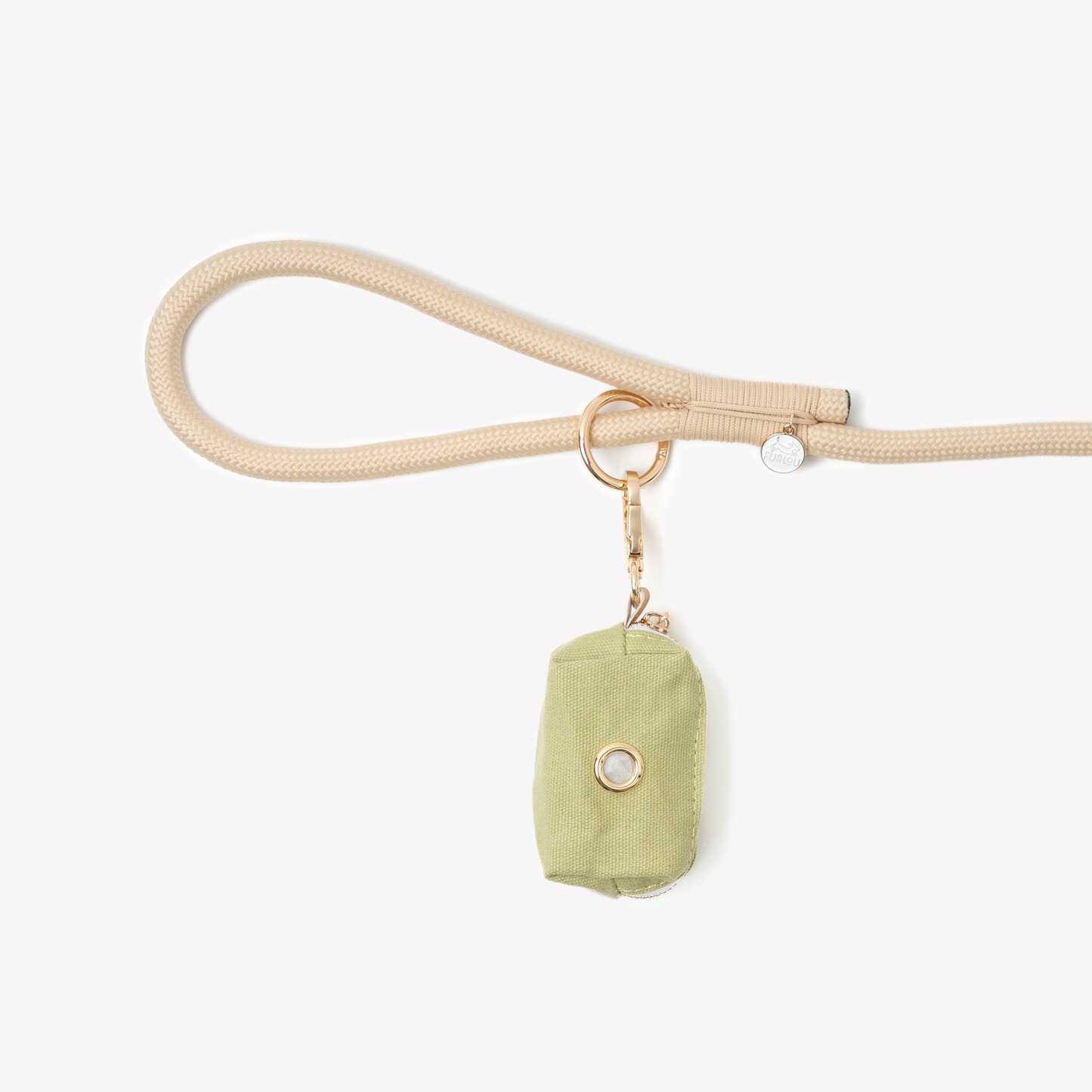 FURLOU green poop bag holder with gold clip

