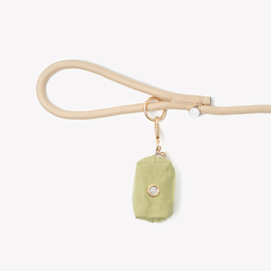 FURLOU green poop bag holder with gold clip

